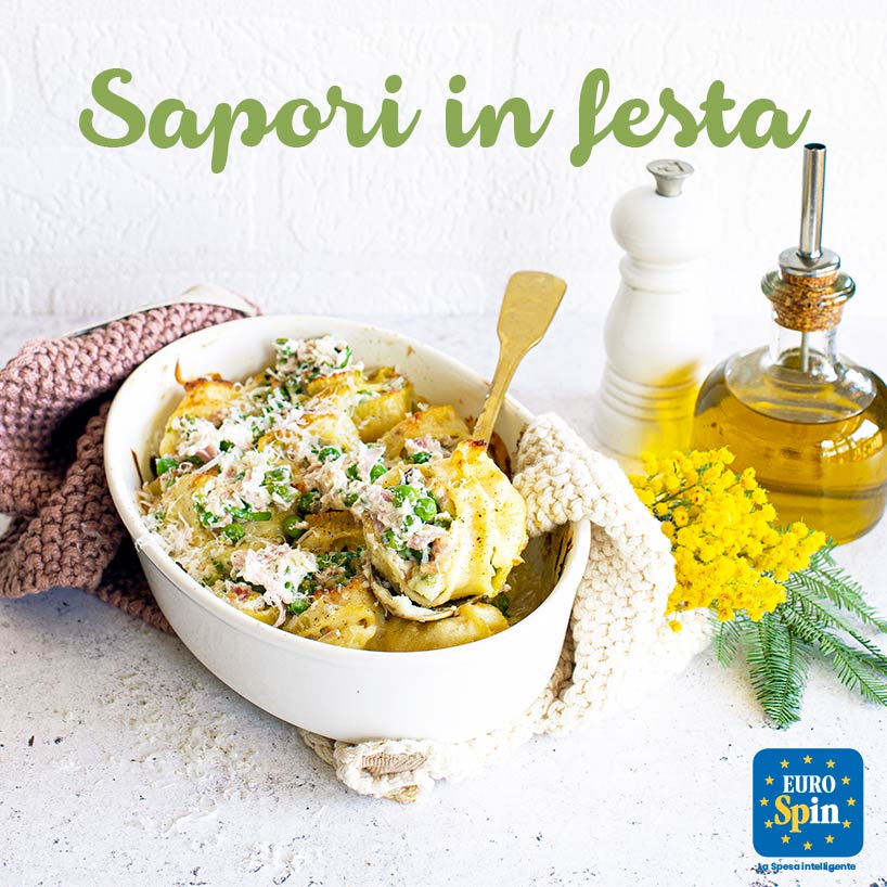 Lumaconi gratinati ripieni di ricotta, prosciutto e piselli