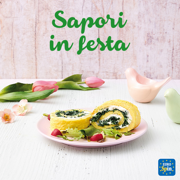 Rotolo di frittata con spinaci, misticanza e robiola con tartufo