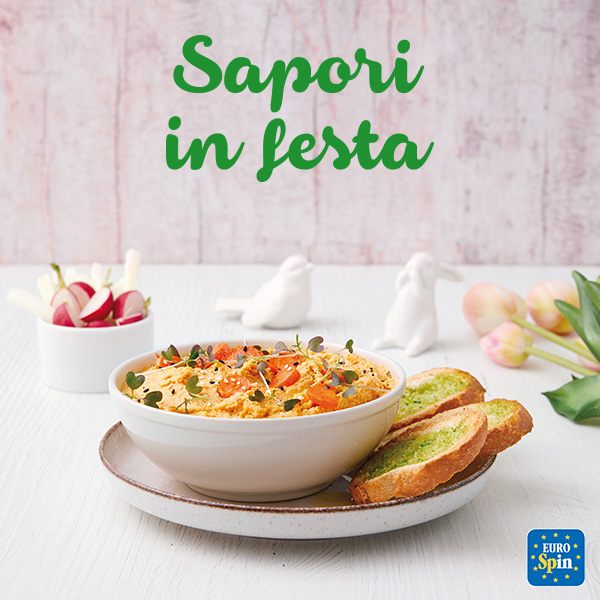 Hummus di ceci e carote arrostite con crostini al basilico e verdure